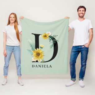 Personalisiertes Blumenmonogramm Alphabet D Fleecedecke