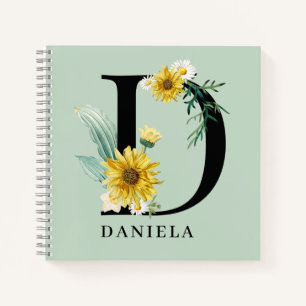 Personalisiertes Blumenmonogramm Alphabet D Notizbuch