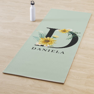Personalisiertes Blumenmonogramm Alphabet D Yogamatte