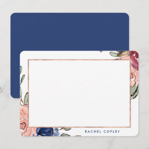 Personalisiertes Blumenmotiv Rosa Elegantes Geschi Mitteilungskarte