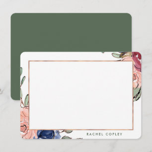 Personalisiertes Blumenmotiv Rosa Elegantes Geschi Mitteilungskarte