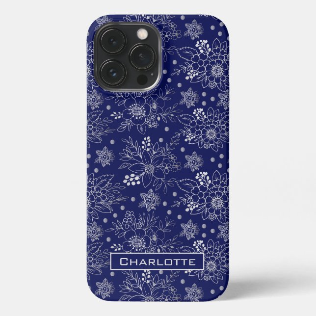 Personalisiertes Blumenmuster iPhone 13 Pro Max Hülle (Rückseite)