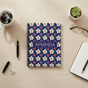 Personalisiertes Blumenmuster-Notebook Notizbuch
