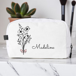 Personalisiertes Blumenrosa Birthday Girl Waschbeutel