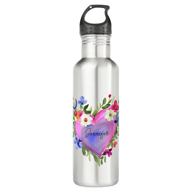 Personalisiertes Blumenwerk Edelstahlflasche (Vorderseite)