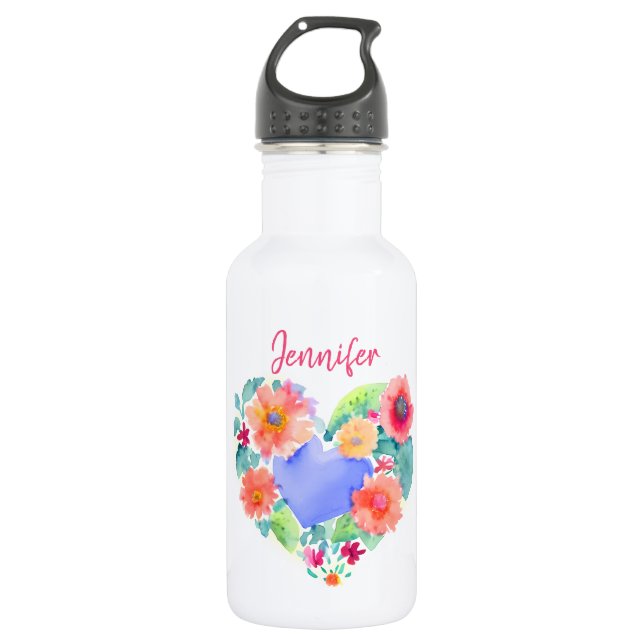 Personalisiertes Blumenwerk Edelstahlflasche (Vorderseite)