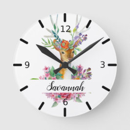 Personalisiertes Blumenwild Runde Wanduhr