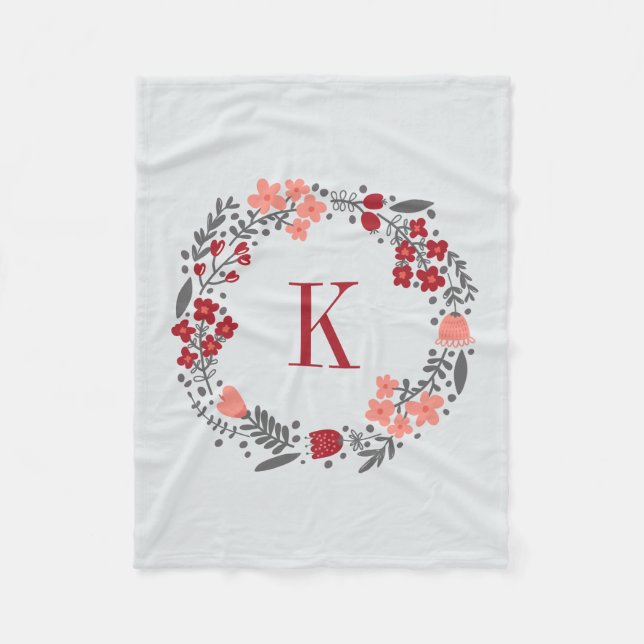 Personalisiertes Blumenwreath-u. Fleecedecke (Vorderseite)