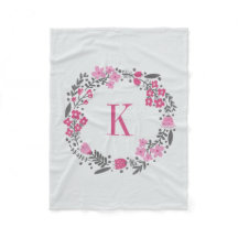 Personalisiertes Blumenwreath-u. Monogramm-rosa