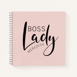 Personalisiertes Blush Pink Boss Lady Logo Notizbuch