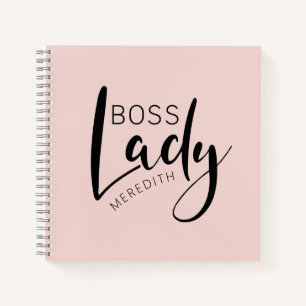 Personalisiertes Blush Pink Boss Lady Logo Notizbuch