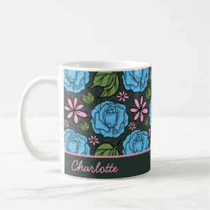 Personalisiertes Blütenmuster in Rosa Kaffeetasse