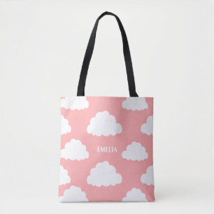 Personalisiertes Blütenrosa Muster für weiße Wolke Tasche