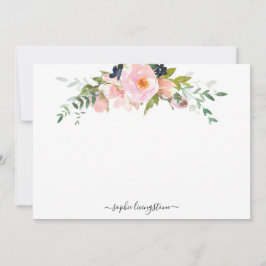 Personalisiertes Blütenrot Rosa Peony und Grüne Mitteilungskarte