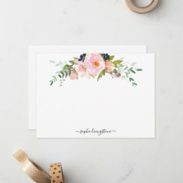 Personalisiertes Blütenrot Rosa Peony und Grüne Mitteilungskarte