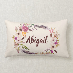 Personalisiertes Boho Blumennamensthrow-Kissen Lendenkissen