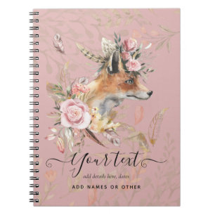 PERSONALISIERTES Boho-Fuchs-Federn-Andenken-Gesche Notizblock
