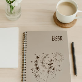 Personalisiertes Boho-Mond- und Sonnen-Spiralnotiz Notizblock