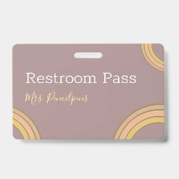 Personalisiertes Boho Rainbow Hall Pass Abzeichen Ausweis