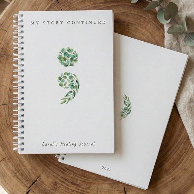 Personalisiertes Boho-Sage-Grün-Semikolon-Journal Notizbuch (personalized_boho_sage_green_semicolon_journal)