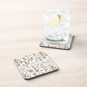 Personalisiertes Boho-Wasserfarben-Wildblumen-Must Getränkeuntersetzer