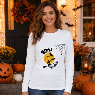 Personalisiertes Boo Hexe & Fledermäuse Damen- Tri-Blend Shirt