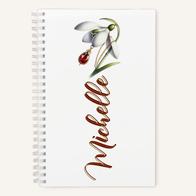 Personalisiertes Bookmark mit Januar-Blüte und Geb Notizbuch (Vorderseite)
