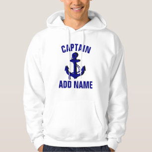 Personalisiertes Bootskapitän-Name-Anker-T-Shirt Hoodie
