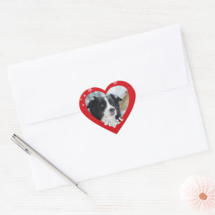 Personalisiertes Border Collie Weihnachten Hund Ha Herz-Aufkleber