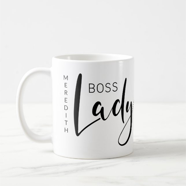 Personalisiertes Boss Lady-Logo Kaffeetasse (Links)