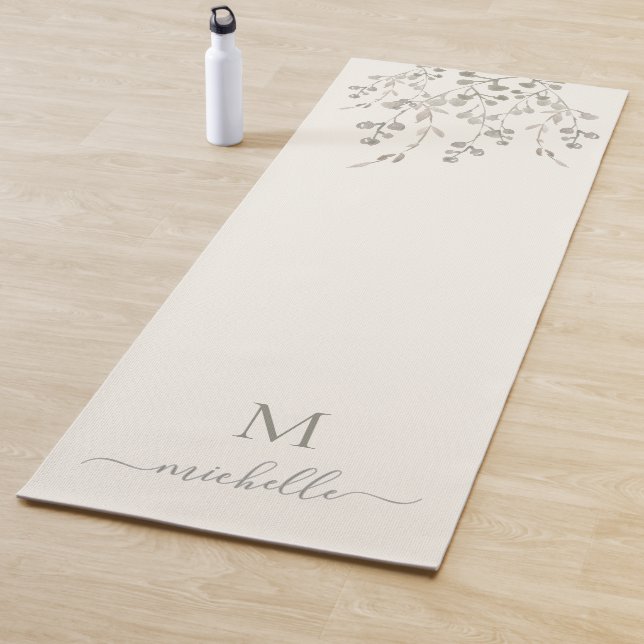 Personalisiertes Botanisches Aquarellmonogramm Elf Yogamatte (Beispiel)