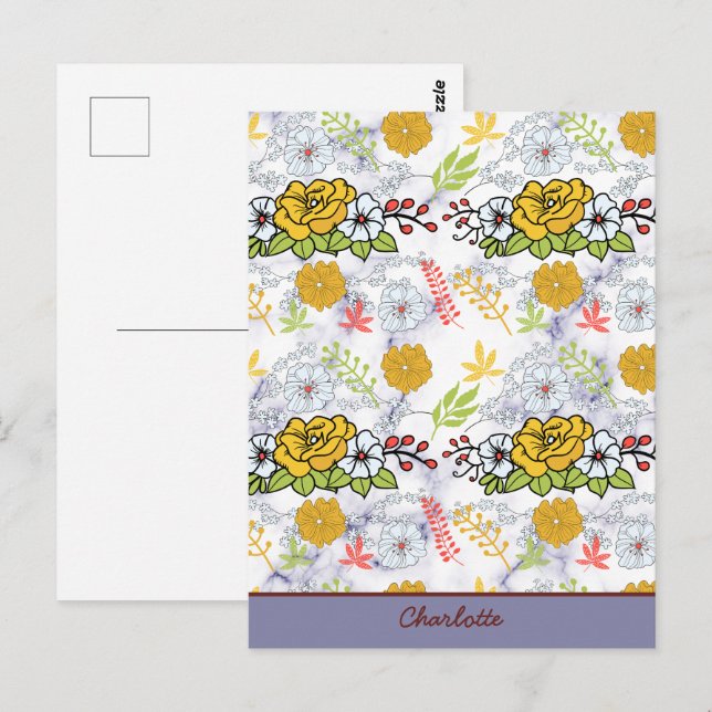 Personalisiertes botanisches Blumenmuster Postkarte (Vorne/Hinten)