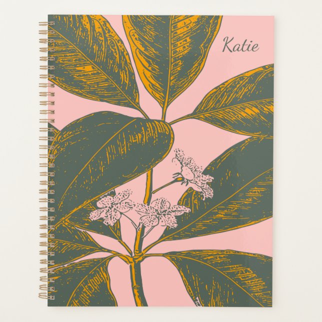 Personalisiertes botanisches Blush Gold Undatiert  Planer (Vorderseite)