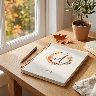 Personalisiertes botanisches Herbst-Monogramm Notizbuch