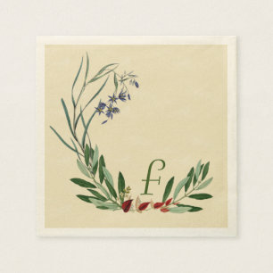 Personalisiertes botanisches olivgrünes serviette