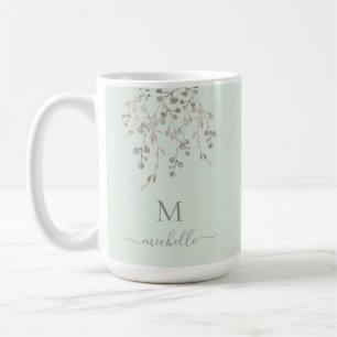 Personalisiertes botanisches Wasserfarben-Monogram Kaffeetasse