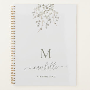 Personalisiertes botanisches Wasserfarben-Monogram Planer