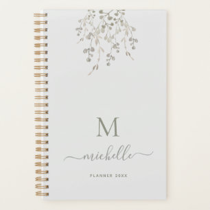 Personalisiertes botanisches Wasserfarben-Monogram Planer