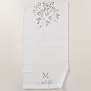 Personalisiertes botanisches Wasserfarben-Monogram Strandtuch