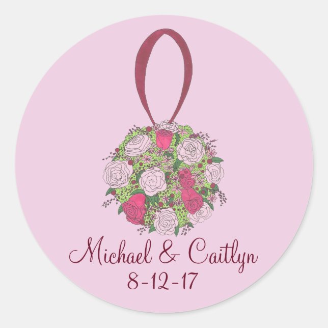 Personalisiertes Bouquet Brautparty Hochzeitsblume Runder Aufkleber (Vorderseite)