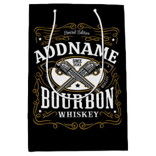 Personalisiertes Bourbon Vintag Guns Whiskey-Label Mittlere Geschenktüte