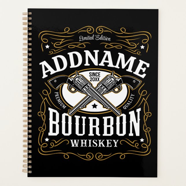Personalisiertes Bourbon Vintag Guns Whiskey-Label Planer (Vorderseite)