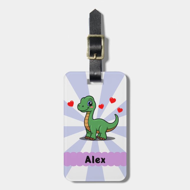 Personalisiertes Brachiosaurus-Dinosaurier-Gepäcka Gepäckanhänger (Vorderseite vertikal)