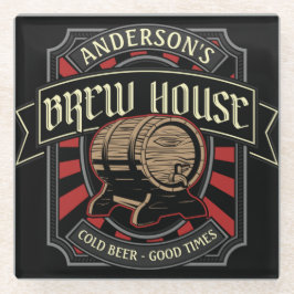 Personalisiertes Brauhaus Label Bier Brauen Bar Pu Glasuntersetzer
