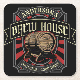 Personalisiertes Brauhaus Label Bier Brauen Bar Pu Rechteckiger Pappuntersetzer