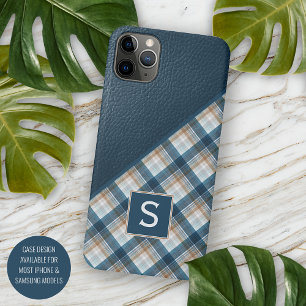 Personalisiertes Braun-Dunkelblau-Karo-Gingham-Mus Case-Mate iPhone Hülle