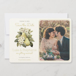 Personalisiertes braunes grünes Foto Save the Date Einladung
