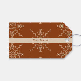 Personalisiertes braunes indisches Boho-Linienkuns Geschenkanhänger