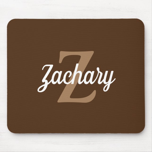 Personalisiertes braunes Tan Retro-Monogramm Mousepad (Vorne)