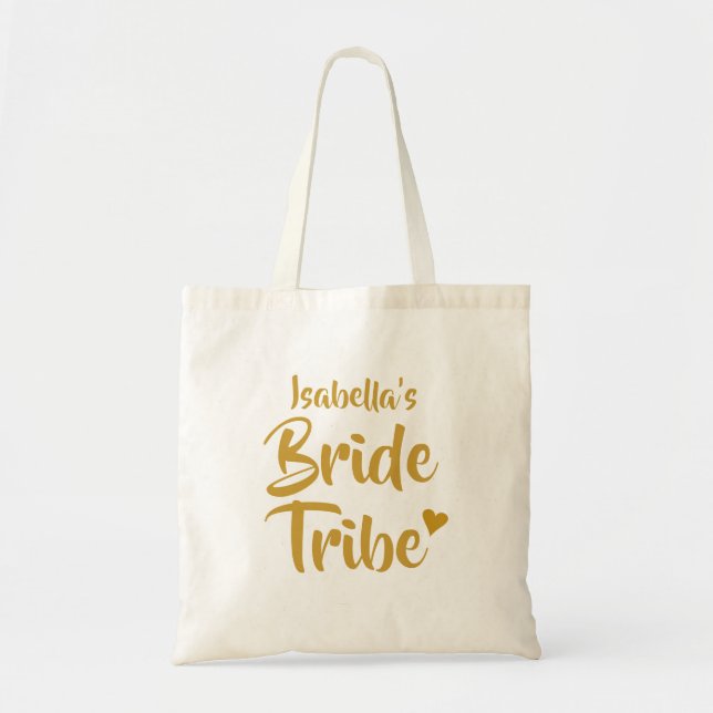 Personalisiertes Braut-Stamm-Goldherz Tragetasche (Vorne)